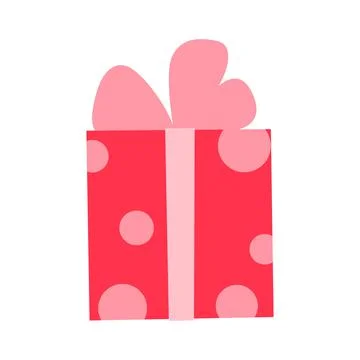 Pink gift box flat icon isolated on white Stock Illustration
