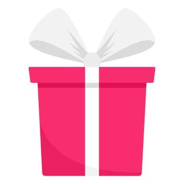 Pink gift box icon, flat style Stock Illustration