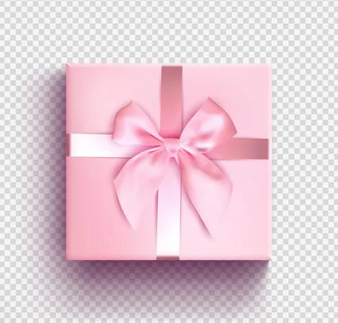 Pink gift box isolated object. Realistic 3d vector illustration. Christmas gift Stock Illustration