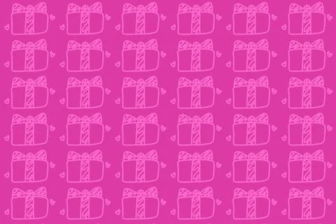 Pink Gift Box Outline Repeat Pattern Stock Illustration
