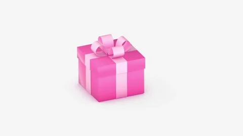 Pink gift box with a pale ribbon and decorative bow moves into view and settles Stock Footage 346045510