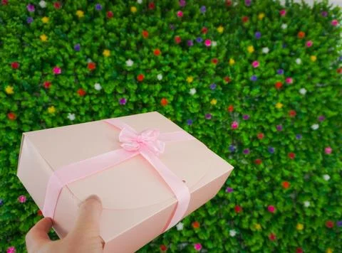 Pink gift box Stock Photos