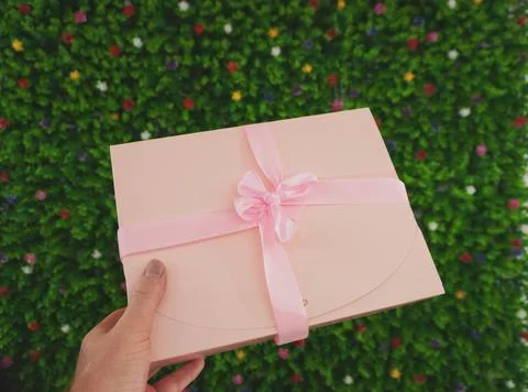 Pink gift box Stock Photos