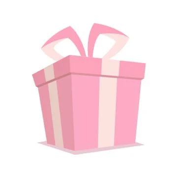 Pink gift box with ribbon packaging in vector format Stock Illustration