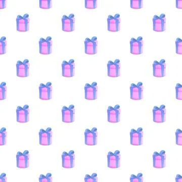 Pink gift boxes with blue bows pattern Stockillustratie