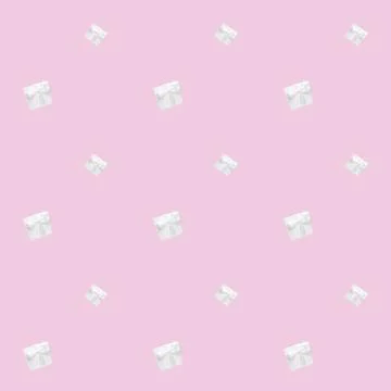 Pink gift boxes on pink background. Seamless pattern, holiday concept . Foto stock