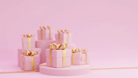 Pink gift present box on pink background Stock-Footage 197462228