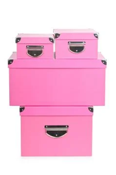 Pink giftboxes isolated on white Stock Photos