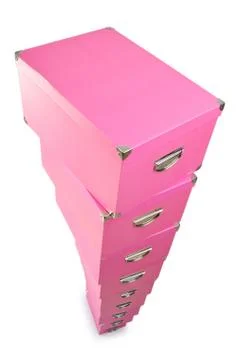 Pink giftboxes isolated on white Stock Photos