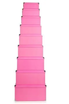 Pink giftboxes isolated on white Stock Photos