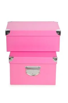 Pink giftboxes isolated on white Stock Photos
