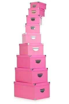 Pink giftboxes isolated on white Stock Photos