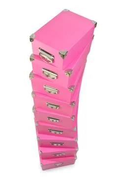 Pink giftboxes isolated on white Stock Photos
