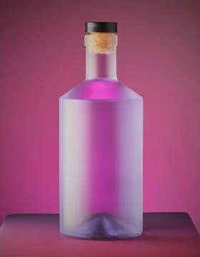 Pink gin bottle. Stock Photos