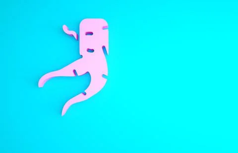 Pink Ginger root icon isolated on blue background. Minimalism concept. 3d ill Stock Illustration