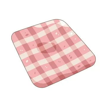 Pink gingham picnic blanket Stock Illustration