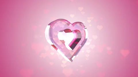 Pink glass heart loop and heart spread center Stock Footage 69049809