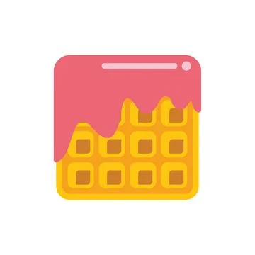 Pink glaze dripping over square waffle Stock Illustration