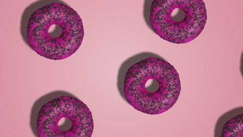 Pink glazed donuts animation diagonal pattern on pink abstract background Stock Footage 196479183