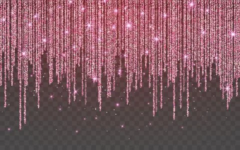 Pink glitter sparkle on a transparent background. Rose Gold Vibrant backgroun Stock Illustration
