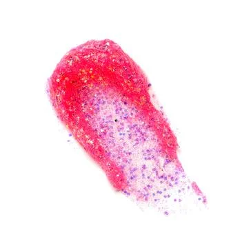 Pink glitter stroke on white background Stock Photos