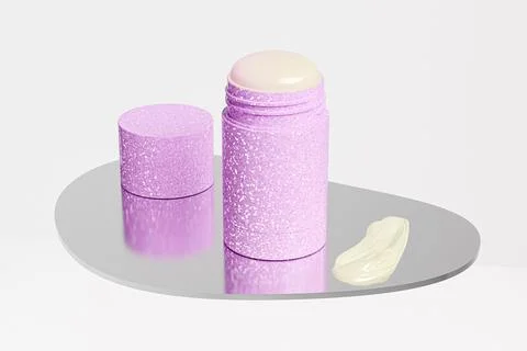 Pink Glitter sunscreen stick packaging Stock-Illustration