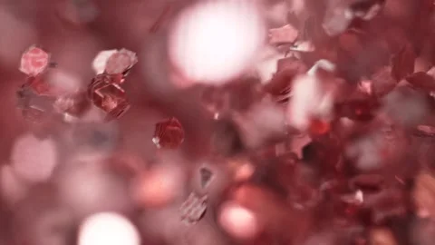 Pink glittering confetti explosion in slow motion, explosion and flying up Stock Footage 309124036