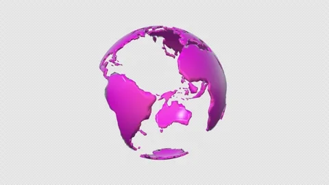 Pink Globe Planet Earth Rotating Loop With Alpha Channel Видео 255554819