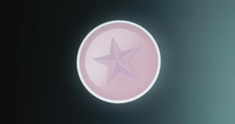 Pink glossy star badge within a circular frame Stock Footage 314854647