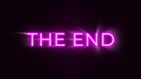 Pink Glow "The End " sign with flicker on black background 4k video Stock Footage 264753003