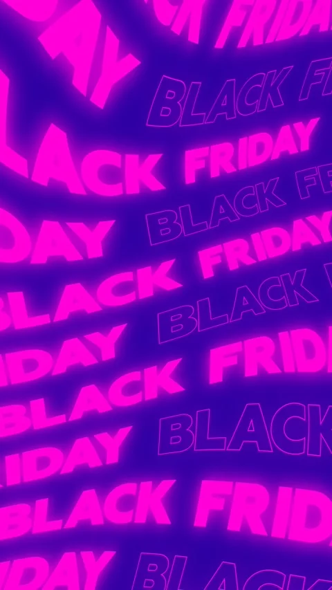 Pink glow wavy text Black Friday on blue background Stock Footage 306552333