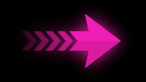 Pink glowing arrow pointing right with sliding motion graphic on black backgroun Stock Footage 333727370