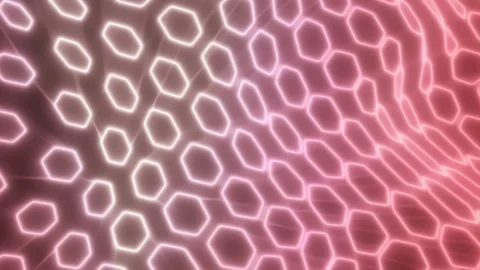 Pink glowing cellular mesh pattern with organic curved lines Stock Footage 337512578