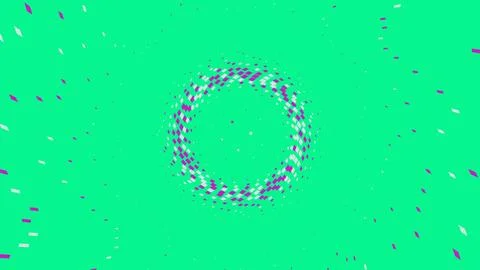 Pink glowing circular pattern on green background Illustrazione stock