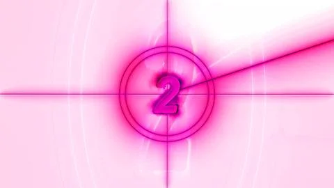 Pink Glowing Countdown Timer with Number 2 Illustrazione stock