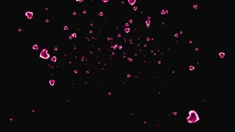 Pink Glowing Hearts Falling With Black Background  Stock-Footage 237654345