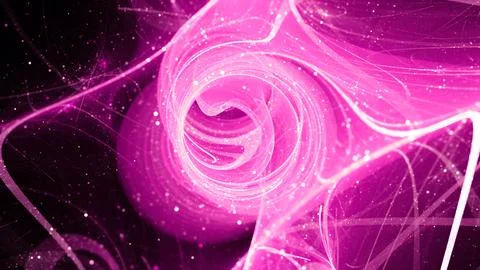 Pink glowing multidimensional quantum force field with elementary particles Stock Illustration