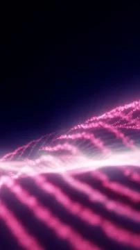 Pink glowing particle waves over a dark gradient, creating a futuristic dig.. イラスト素材