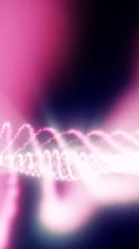 Pink glowing particle waves over a dark gradient, creating a futuristic dig.. Illustrazione stock