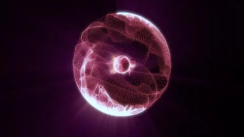 Pink glowing plasma orb with electric veins, dark center, and futuristic co.. Stock Illustration