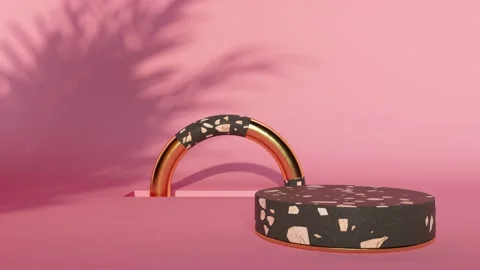 Pink , gold and black presentation product podium / plinth animation 4K Stock Footage 187516618