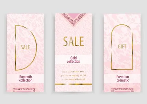 Pink gold vector marble background for wedding, cosmetic, 8 march, parfume shops Stock Illustration