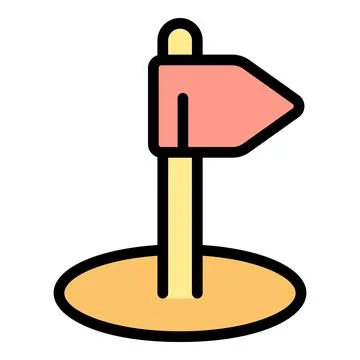 Pink golf flag marking hole on golf course Stock Illustration