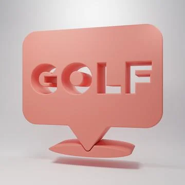 Pink Golf label icon isolated on pink background. Minimalism concept. 3D re.. Stockillustratie