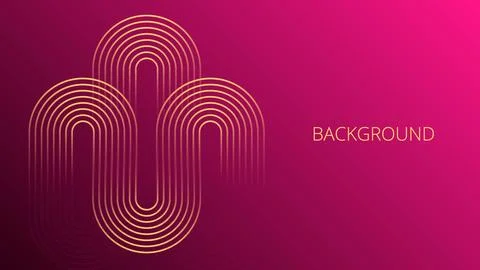 Pink gradient abstract background with gold wavy lines design Stock Illustration