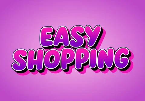 Pink gradient background with bold 3d bubble text reading easy shopping, pl.. Stock Illustration