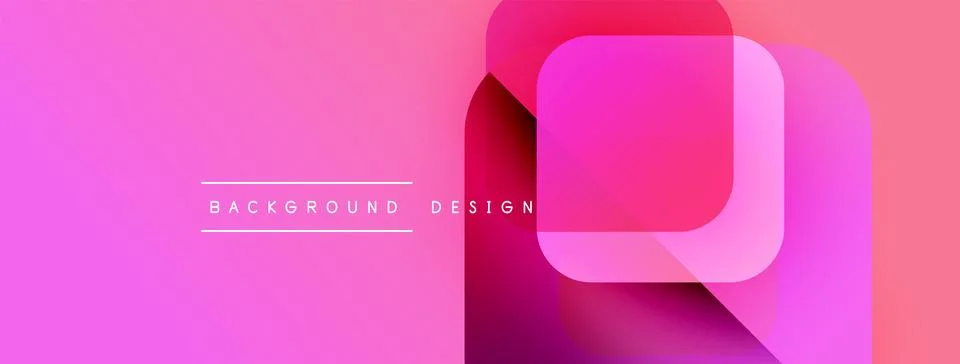 Pink gradient background features overlapping rounded squares. Text reads Stock Illustration