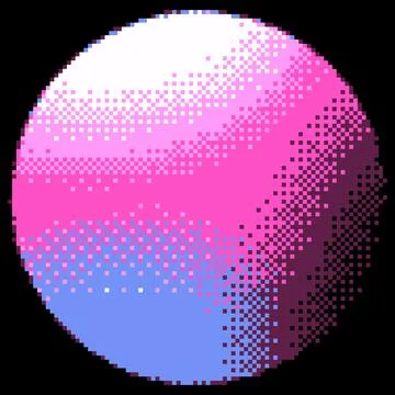Pink gradient circle vector pixel art with holographic effect, dotted pattern Stock Illustration