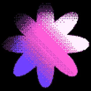 Pink gradient flower vector pixel art holographic effect, dotted pattern, y2k Stock Illustration