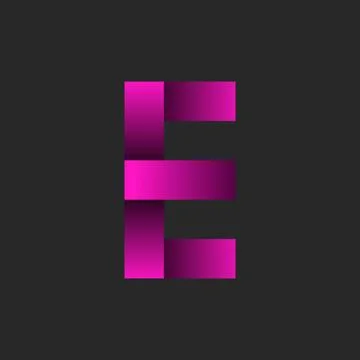 Pink gradient letter E logo bright design with ribbon effect, stylish 3d ty.. Stock Illustration